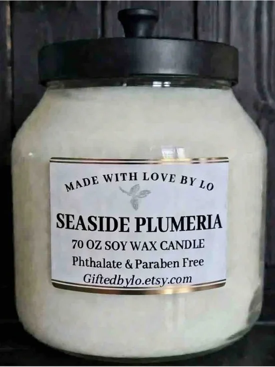 LARGE ROOM CANDLE BIG ASS CANDLE JUMBO CANDLE Seaside Plumeria Soy Wax Candle - Picture 1 of 1